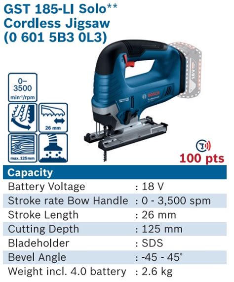 BOSCH GST 185 LI Solo Professional Cordless Brushless Jigsaw Soon