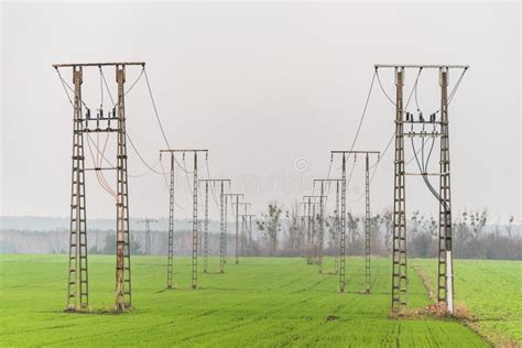 Electricity Distribution System Two Track High Voltage Overhead Power