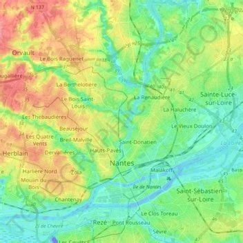 Carte Topographique Nantes Altitude Relief