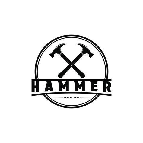 Hammer crossed logo design vintage retro label 39450883 Vector Art at ...