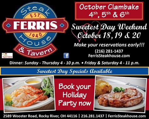 Ferris Steak House and Tavern October Specials - The Villager Newspaper ...