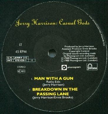 Maxi Single Jerry Harrison Casual Gods Man With A Gun Band