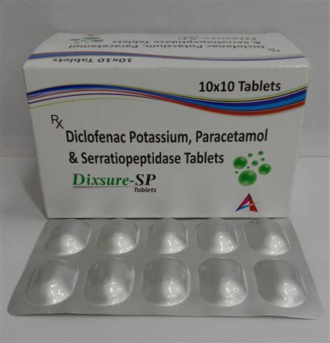 Diclofenac Potassium 50mg Paracetamol 325 Mg And Serratiopeptidase Tablets At Rs 600box