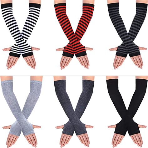 Pairs Knit Arm Warmer Thumb Hole Stretchy Gloves Women Long