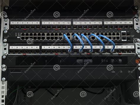 En Ethernet Switch And Patch Panels Stock Photo Image Of