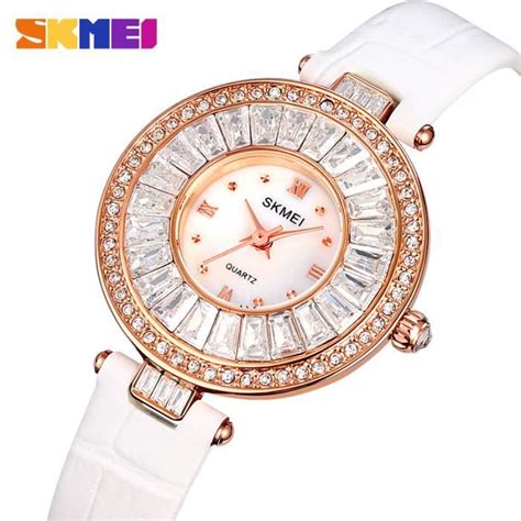 Skmei Montre Quartz Pour Femmes Montre De Luxe Cadran Cristal