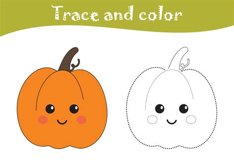 Cute preschool Halloween coloring page. Printable trace and color ...