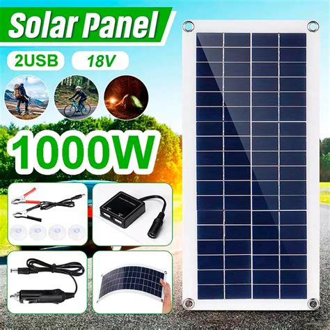 1000w Flexibles Solarpanel Kit Mit 2 USB Kompletten Tragbaren Strom