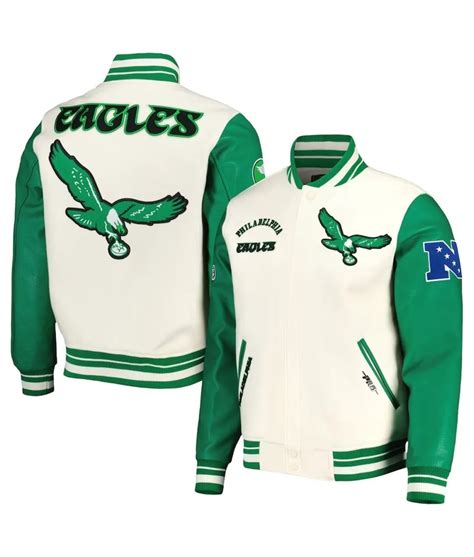 Cream White Philadelphia Eagles Retro Classic Varsity Jacket