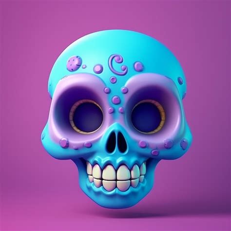 Una Calavera Azul Y Morada Con Un Fondo Morado Foto Premium