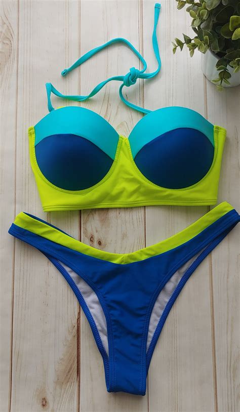 Sexy Bikini Grün Blau Bademode Tanga Brasilianischer Boden Etsy de