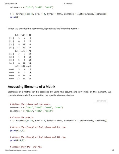 Solution R Programming Matrices Notes And Explanation With Examples