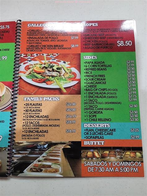 Menu At Los Tres Gallegos Restaurant El Paso Pebble Hills Blvd