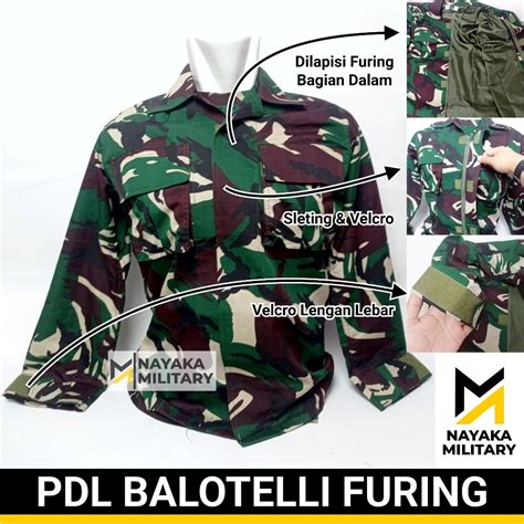 Jual Baju Pdl Balotelli Furing Sleting Seragam Tentara Loreng Tni