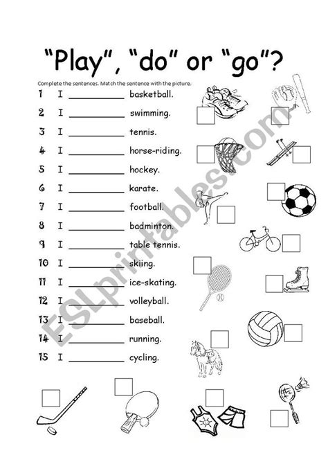 Sports Play Do Or Go ESL Worksheet By TheWhiteLily English