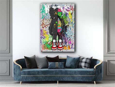 Graffiti Kaws Canvas Painting, Kaws Pop Art, Kaws Prints, Cartoon Wall Art, Street Art ...