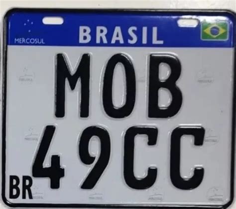 Placa Decorativa Moto Mob 49cc Mercosul Mobilete Scooter Parcelamento