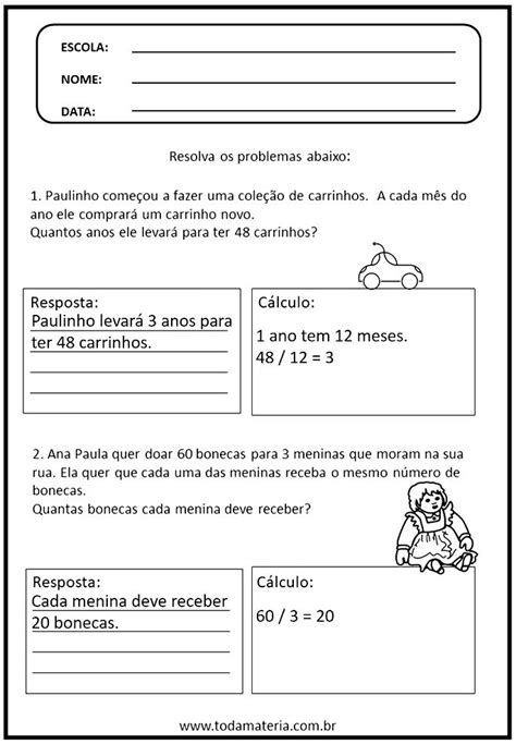 Atividades De Matemática 4º Ano Para Imprimir Toda Matéria