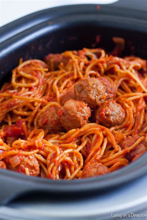 Crockpot Spaghetti And Meatballs Recipe Easy One Pot Meal