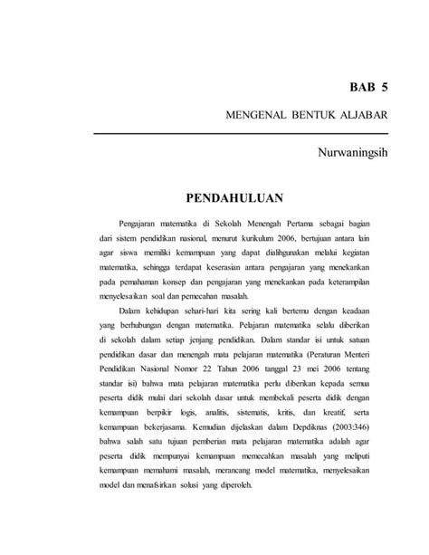 Modul Mengenal Bentuk Aljabar Nurwaningsih Pdf