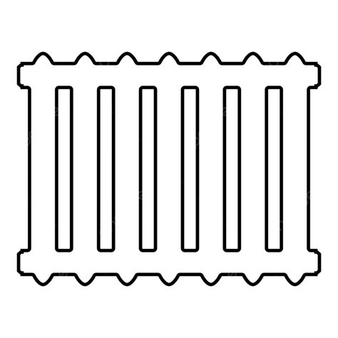 Icon Depicting A Flat Style Blackcolored Cast Iron Battery Heating Radiator In Outline Vector