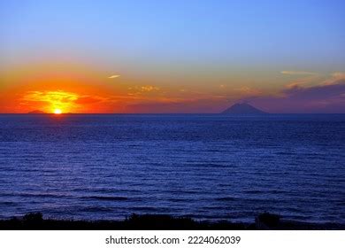 Sunset Volcano Stromboli Seen Capo Vaticano Stock Photo 2224062039 ...