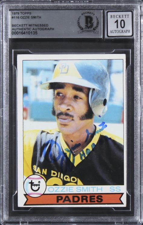 Ozzie Smith Signed 1979 Topps 116 Rc Inscribed Hof 02 Bgs