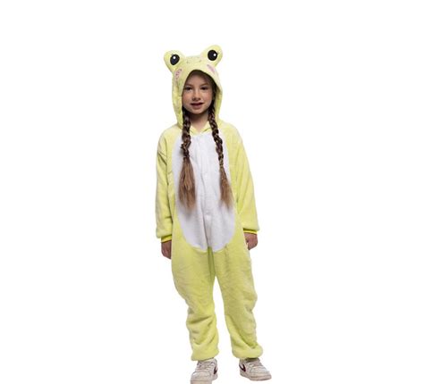 Costume Da Rana Saltatrice Gialla Con Cappuccio Per Bambini