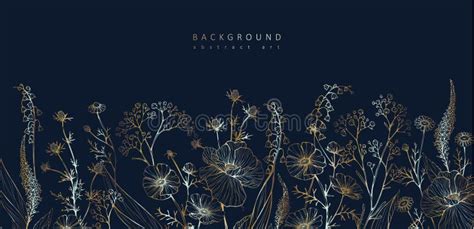 Luxury Botanical Background With Trendy Wildflowers And Minimalist