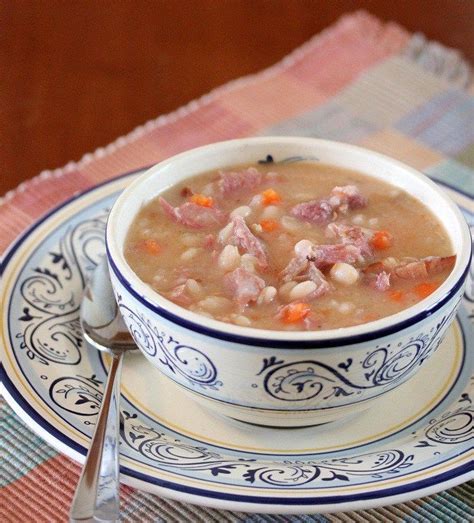 Homemade Ham And Navy Bean Soup Homemade Ham Soup Dinner Food