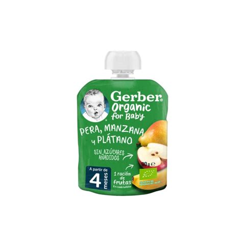 Bolsita Puré De Fruta Gerber Pera Plátano Manzana Tienda Nestlé Bebé