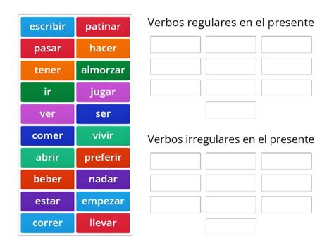 Verbos Regulares E Irregulares En El Presente Group Sort