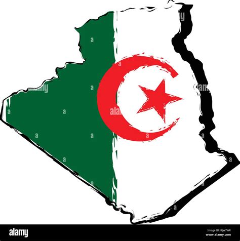 Map of Algeria with flag Stock Vector Image & Art - Alamy