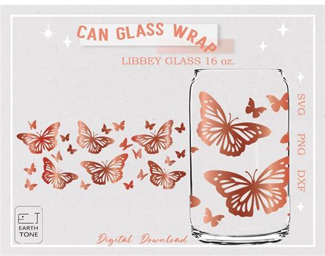 Butterfly Can Glass Svg Libbey Glass Svg Full Wrap For Etsy Libbey