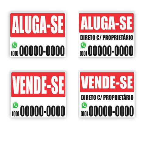 Placa Aluga se ou Vende se Personalizáveis em Diversos Tamanhos