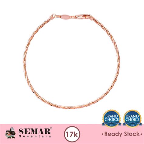 Jual Gelang Emas Choker Rose Gold 17K Semar Nusantara Shopee Indonesia