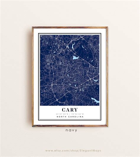 "Cary North Carolina map print modern black and white minimalist map ...