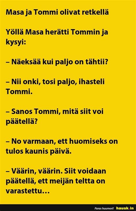 Masa Ja Tommi Olivat Huumoria Joka P Iv N Parhaat Vitsej Ja