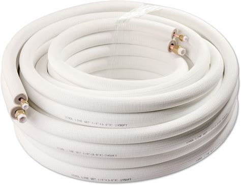 Icool 50 Ft Mini Split Line Set 1 4 And 3 8 O D Twin Copper Pipes 3 8 Thickened