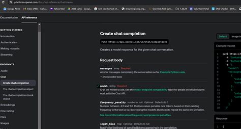 Completions API Documentation Seems Incomplete Documentation OpenAI