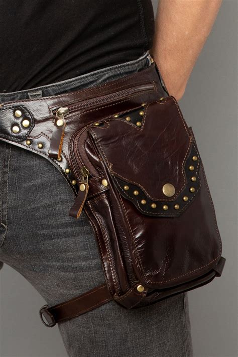 Leather Hip Bag With Leg Strap Drop Leg Pouch With Leg Strap Etsy