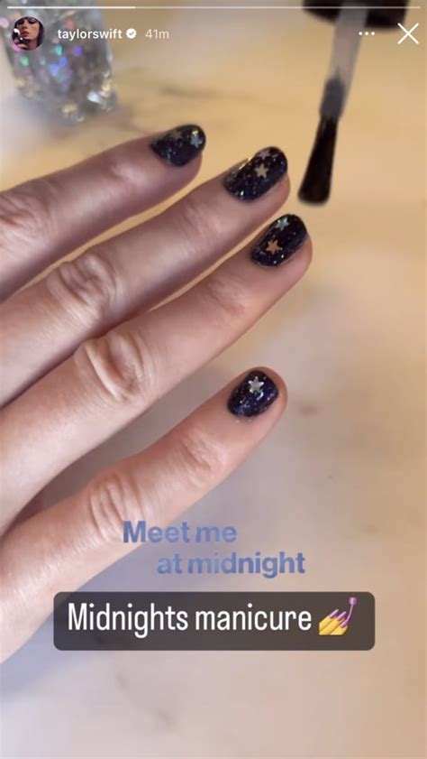 Taylor Swifts Midnights Manicure With Star Nail Art Popsugar Beauty