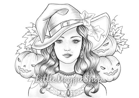 Coloring Page Halloween Witch PRINTABLE Sheet Halloween - Etsy UK