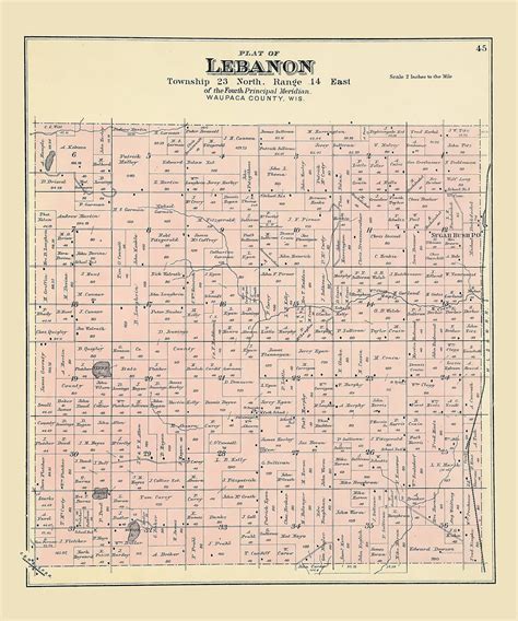 Map Of Lebanon Township Waupaca County Wisconsin Etsy