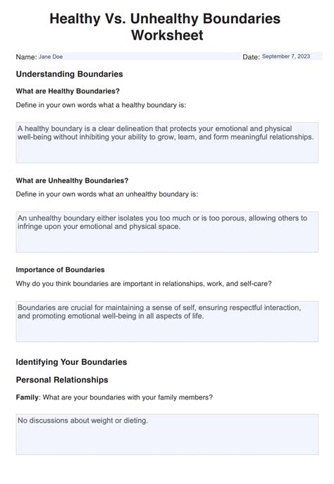 Healthy Boundaries Worksheet & Example | Free PDF Download - Worksheets ...