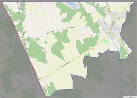 Map of Bishopville CDP, Maryland