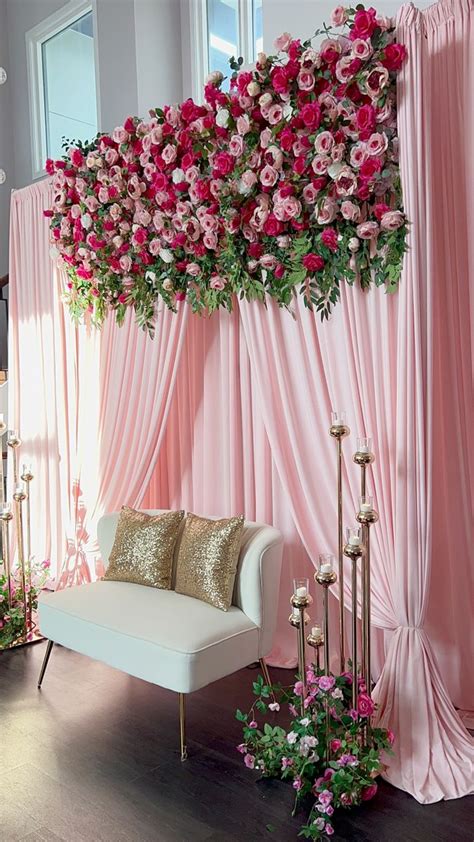 Fabric floral backdrop | Flower backdrop wedding, Pink backdrop ideas ...