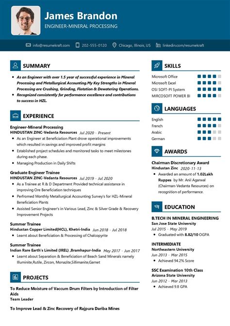 Engineer Mineral Processing CV Example In 2025 ResumeKraft