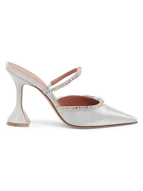 Buy Amina Muaddi Gilda Crystal Embellished Brushed Metallic Leather