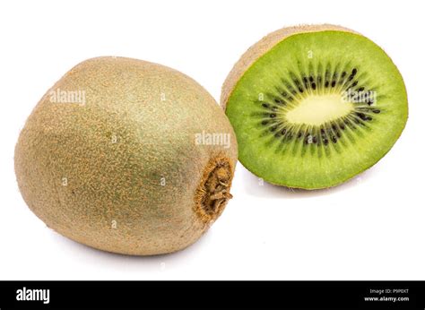 Sliced Kiwi Fruit Chinese Gooseberry Two Halves Isolated On White